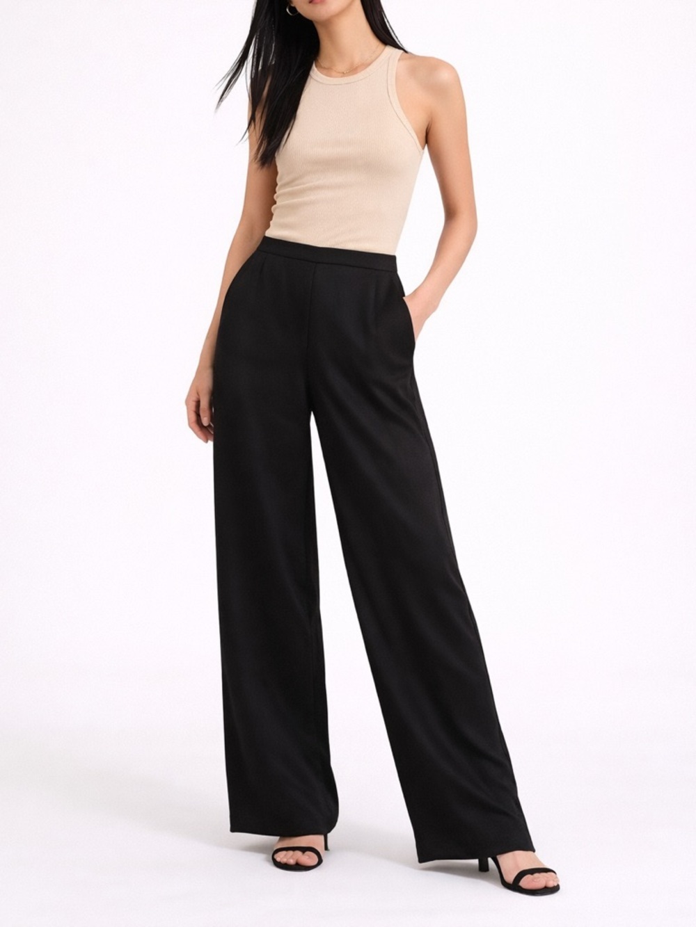 BANANA REPUBLIC HIGH RISE HAMMERERD SATIN PALAZZO PANTS SIZE 2 BLACK NWT